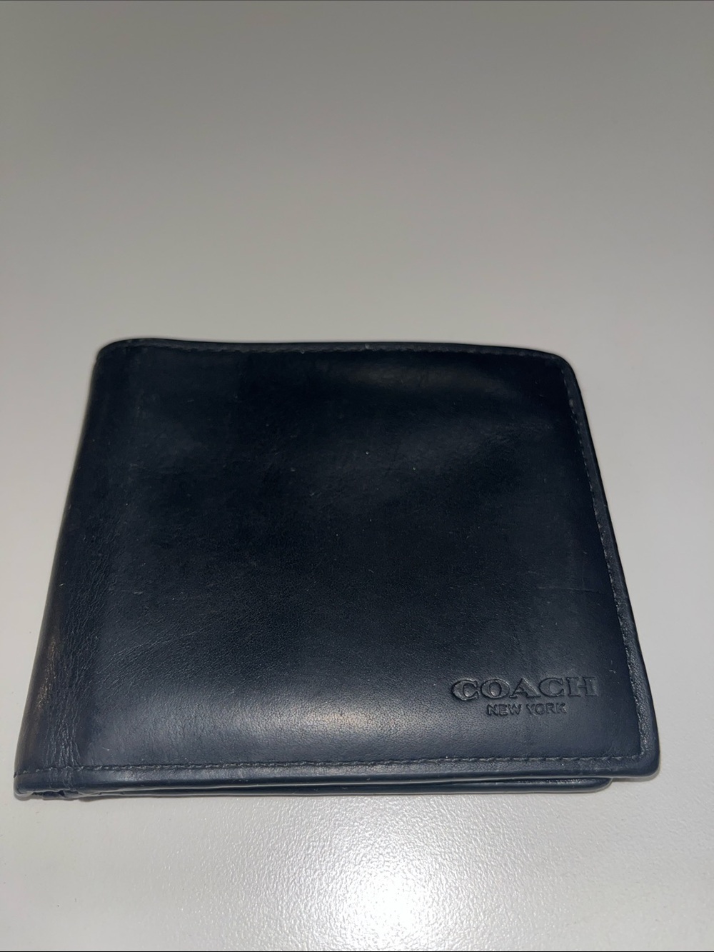 Coach Men's Black Leather Bi-Fold Card Holder Wallet
